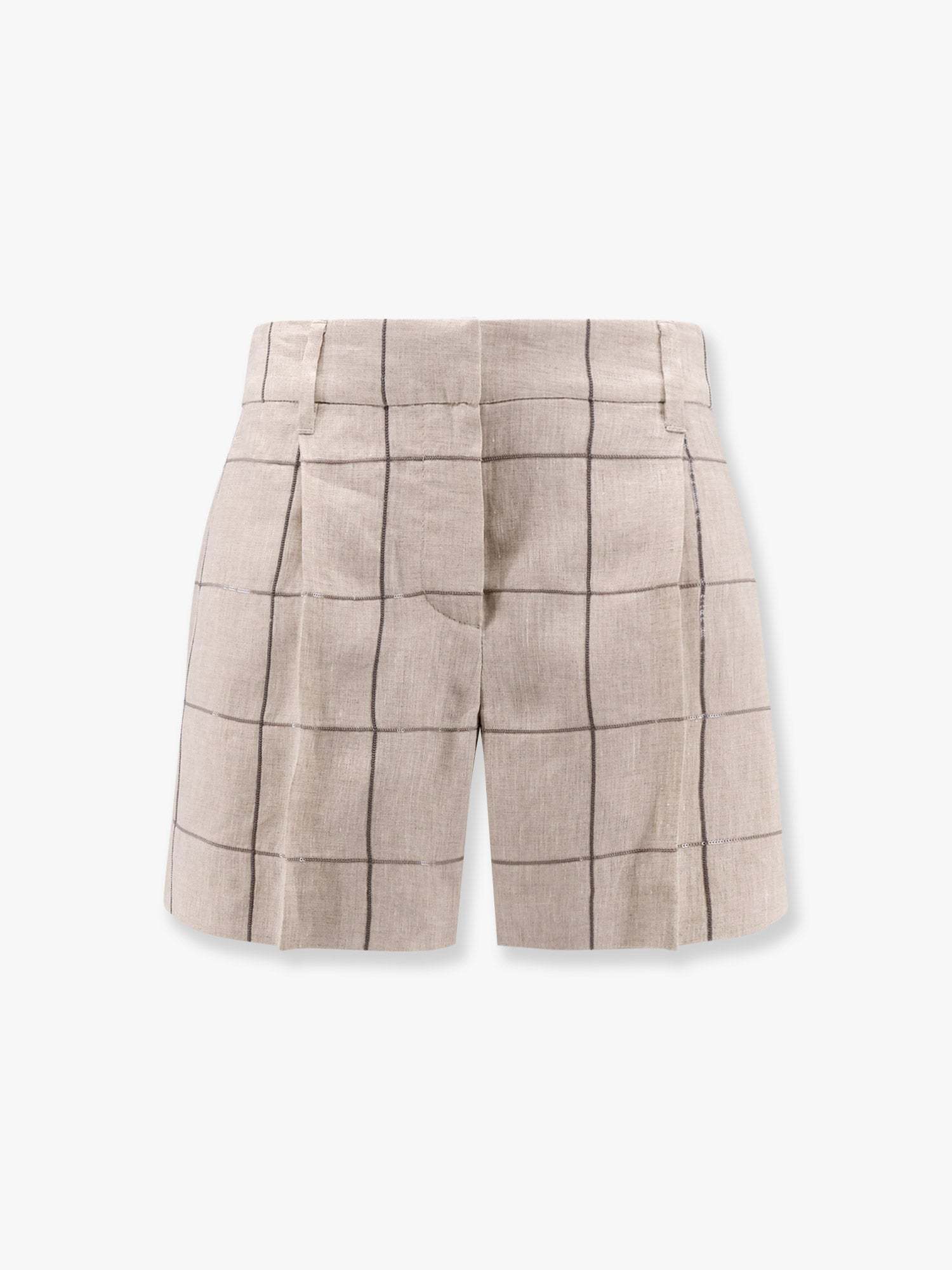 ショートパンツ BRUNELLO CUCINELLI Linen shorts with sequins embroidery