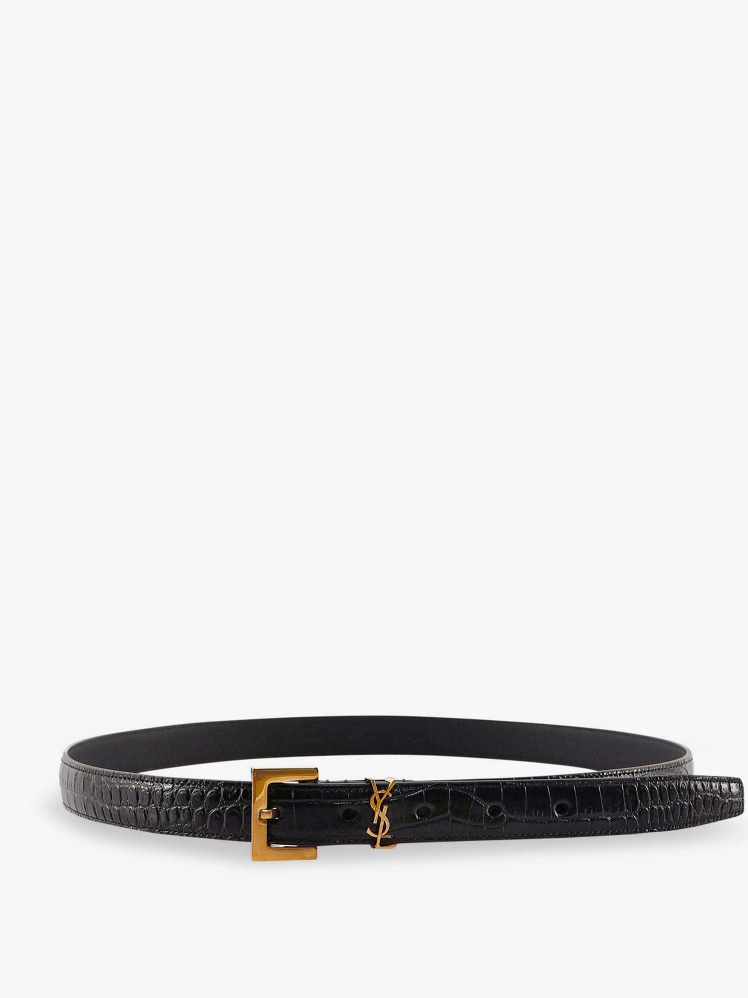 ベルト SAINT LAURENT Cassandre leather belt with croco print