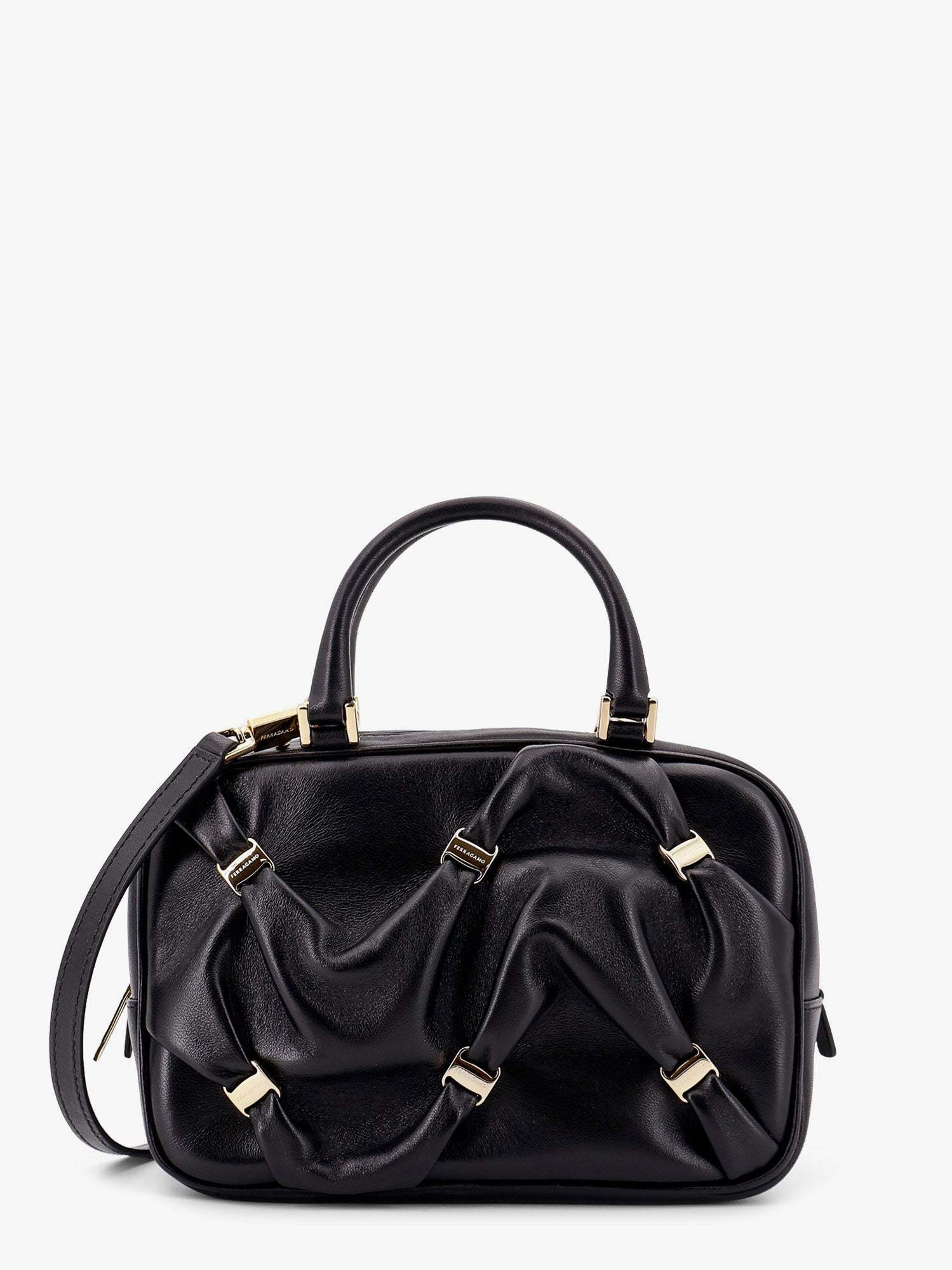 ハンドバッグ FERRAGAMO Leather handbag with draped details secured by