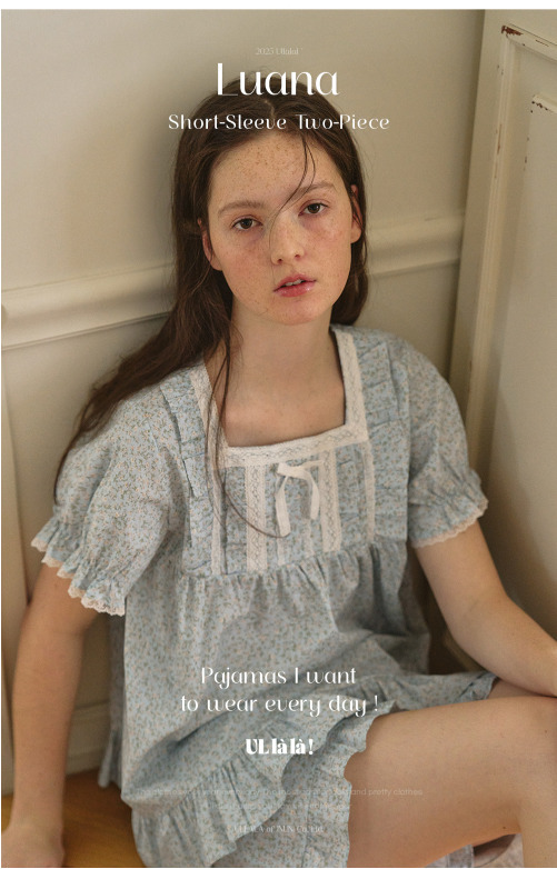 【ULLALA】Luana short sleeve two piece sky blue