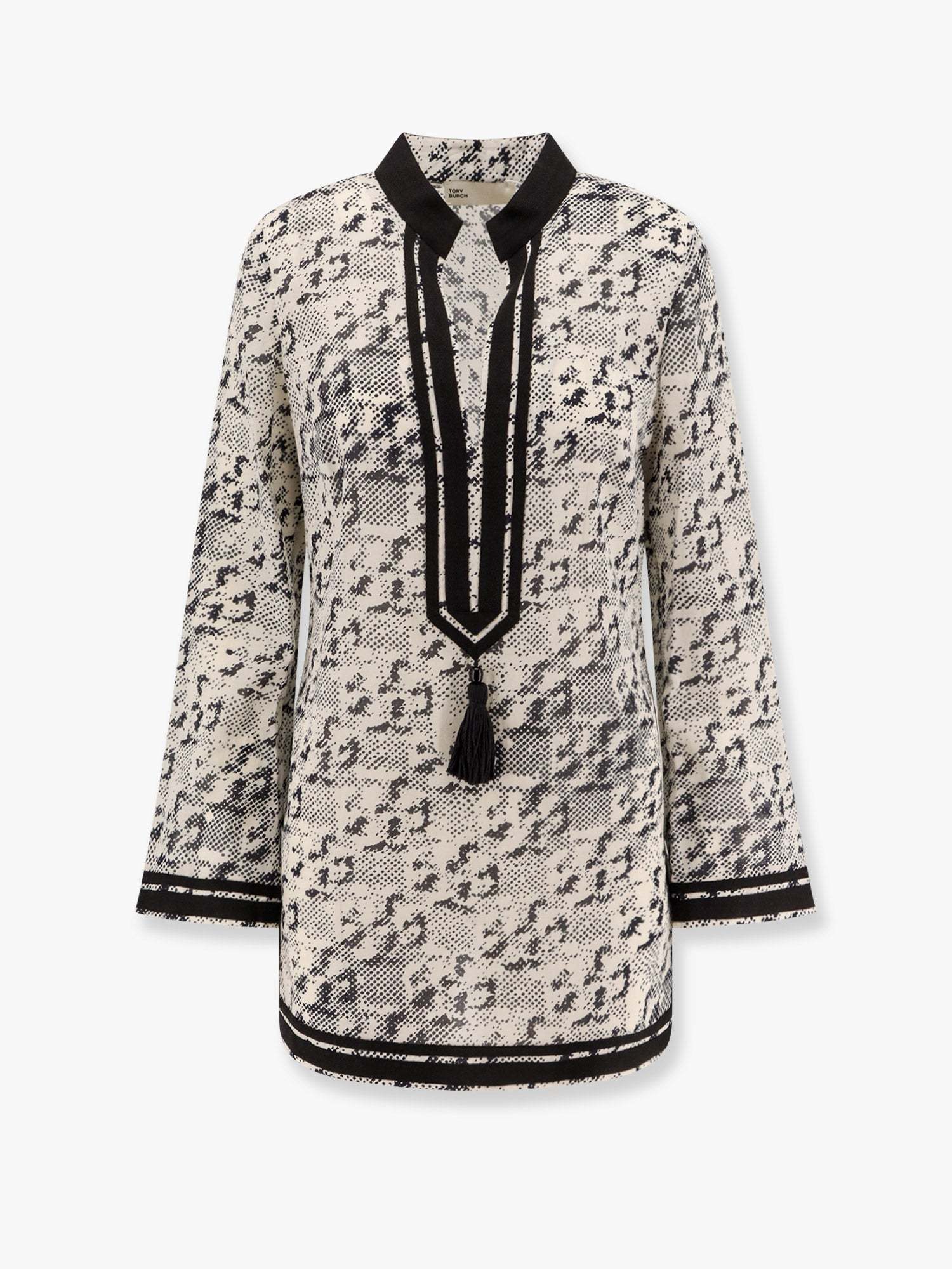 Tシャツ・カットソー TORY BURCH Silk and cotton tunic with pixelated logo print