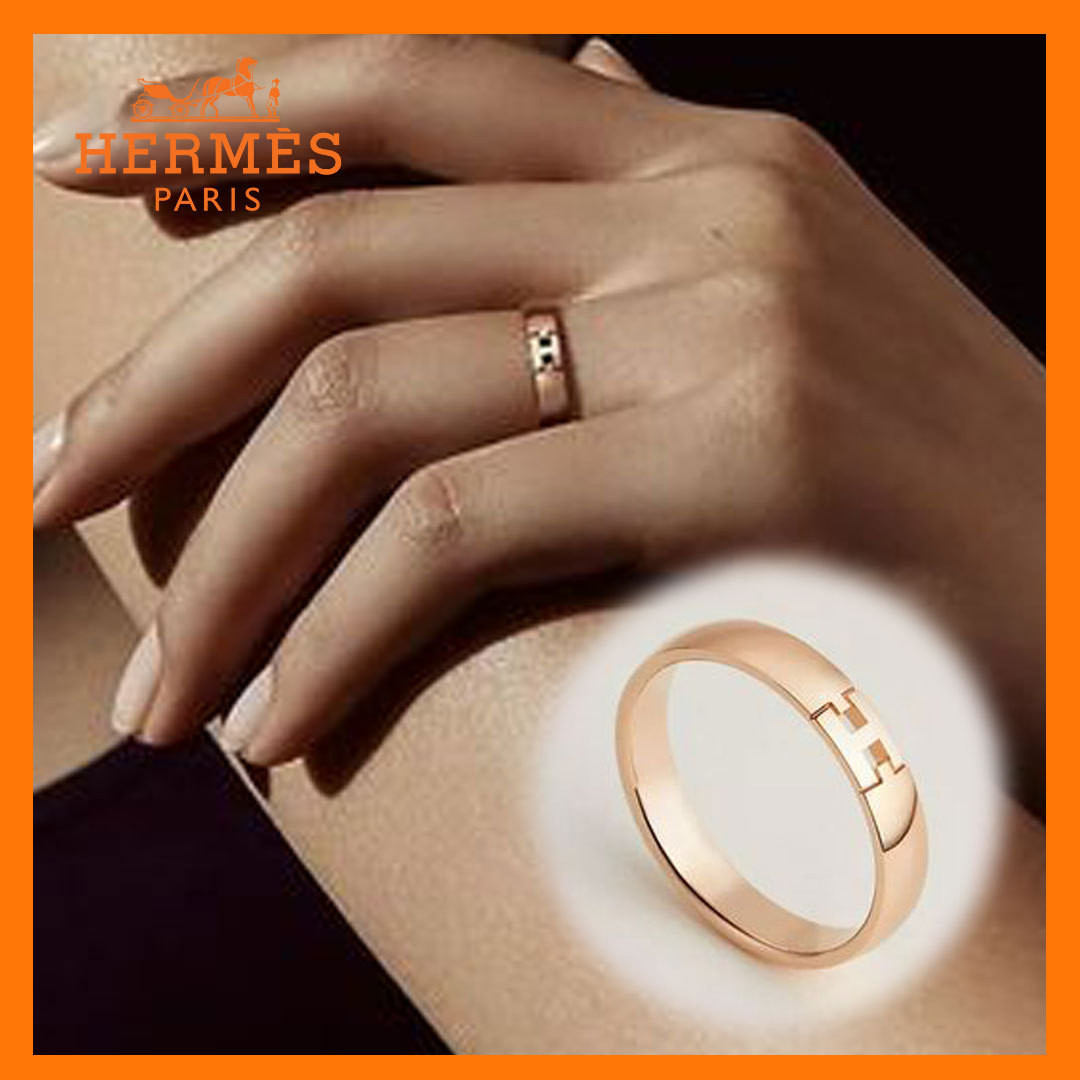 【永遠を結ぶ輝き ♪】HERMES Hロゴ入ローズゴールド 結婚指輪