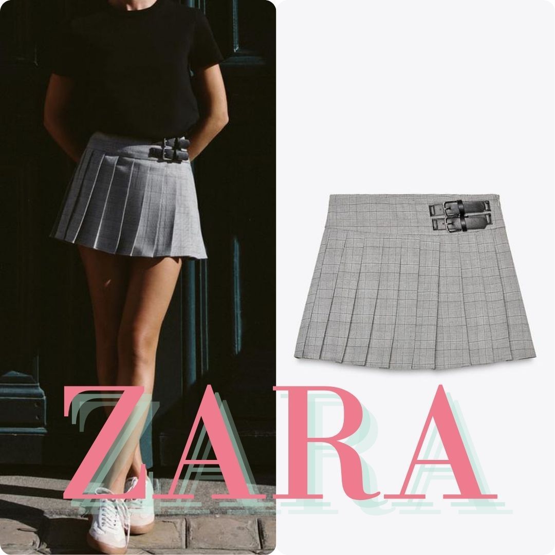 ZARA チェック ボックスプリーツ スコート 1165/021