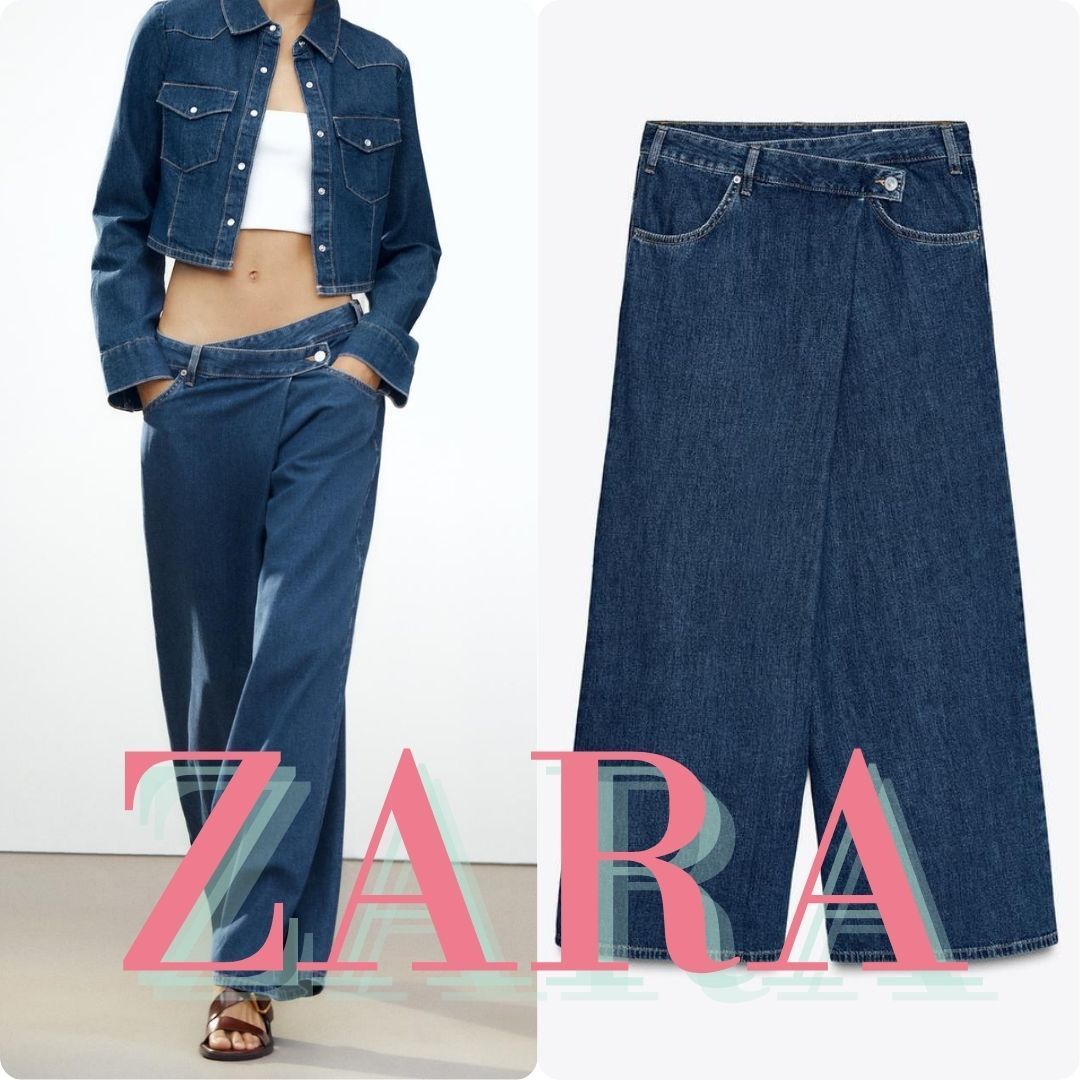 ZARA ハイウエストクロスオーバーサイズジーンズ 6045/040