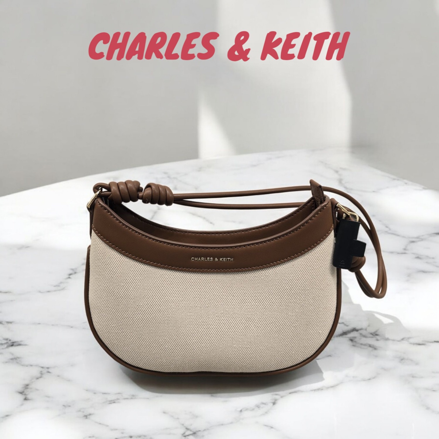 CHARLES & KEITH◆Sabine キャンバス カーブショルダーバッグ