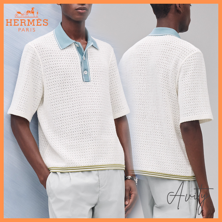 メンズに大人気【HERMES】ajoures colores ポロシャツ men's