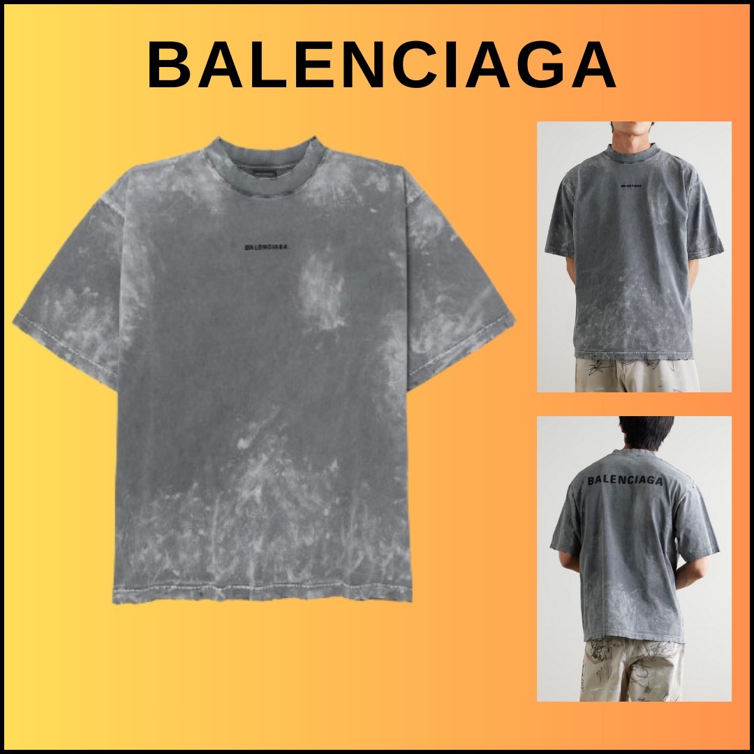 【BALENCIAGA】 コットンジャージー Tシャツロゴ刺繍＆プリント