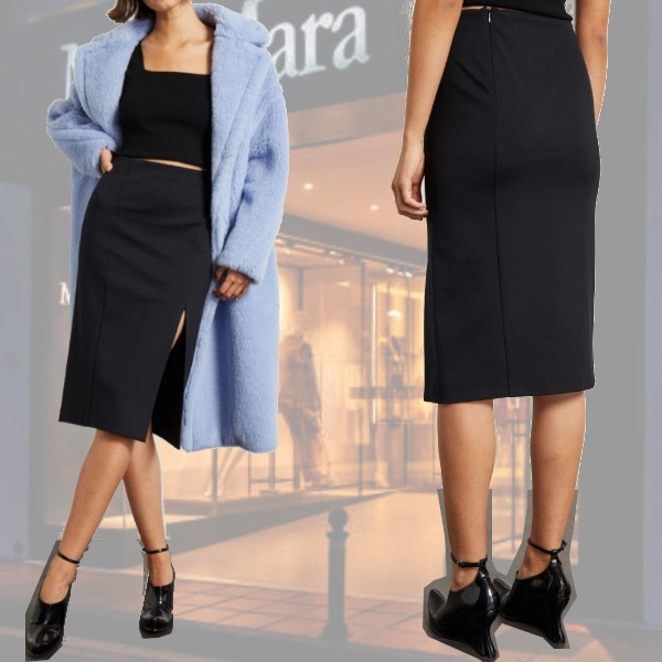 DT MaxMara ★ ビスコース混 ペンシルスカート 2STEFANO 黒色