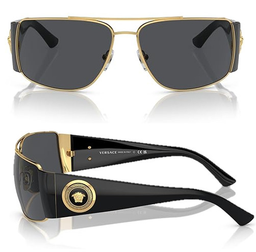 VERSACE ヴェルサーチ レクタンギュラー サングラス Grey/Gold