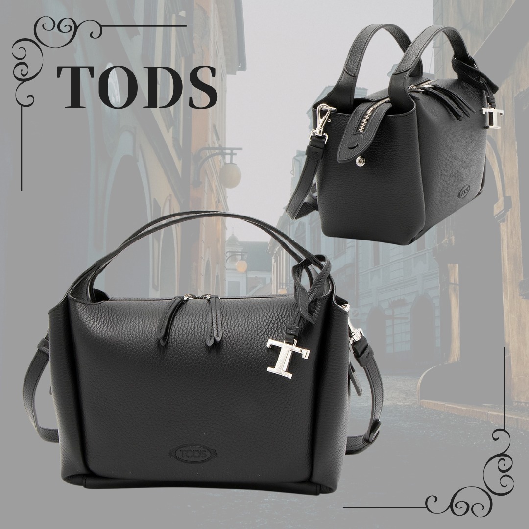 【TOD'S】関税込☆レザーミニバッグ バウレット ロゴ ブラック