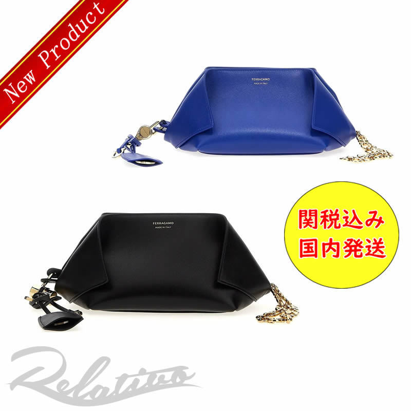 ★国内発送★【Ferragamo】折り角 レザークラッチバッグ