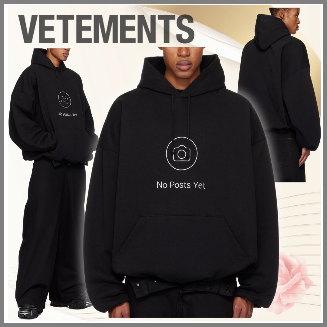 【VETEMENTS】ブラック No Posts クロップド ボクシー フーディ