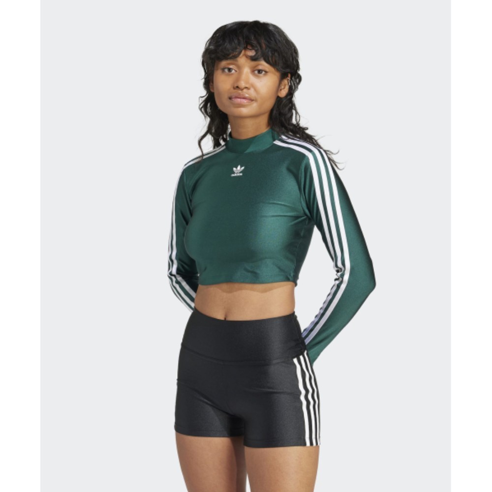 ★adidas★ 3S Crop Long Sleeve Tee Green IR8136