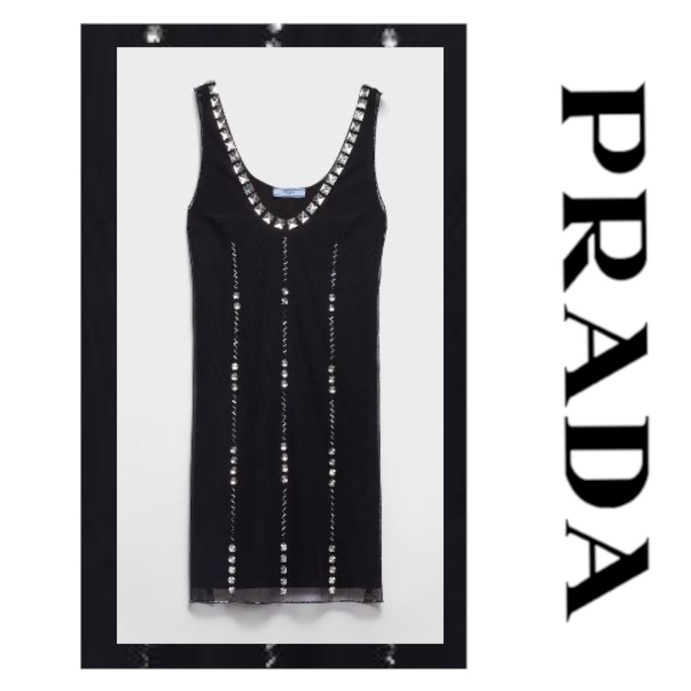 注目の新作♪【PRADA】エンブロイダリー チュールショートドレス