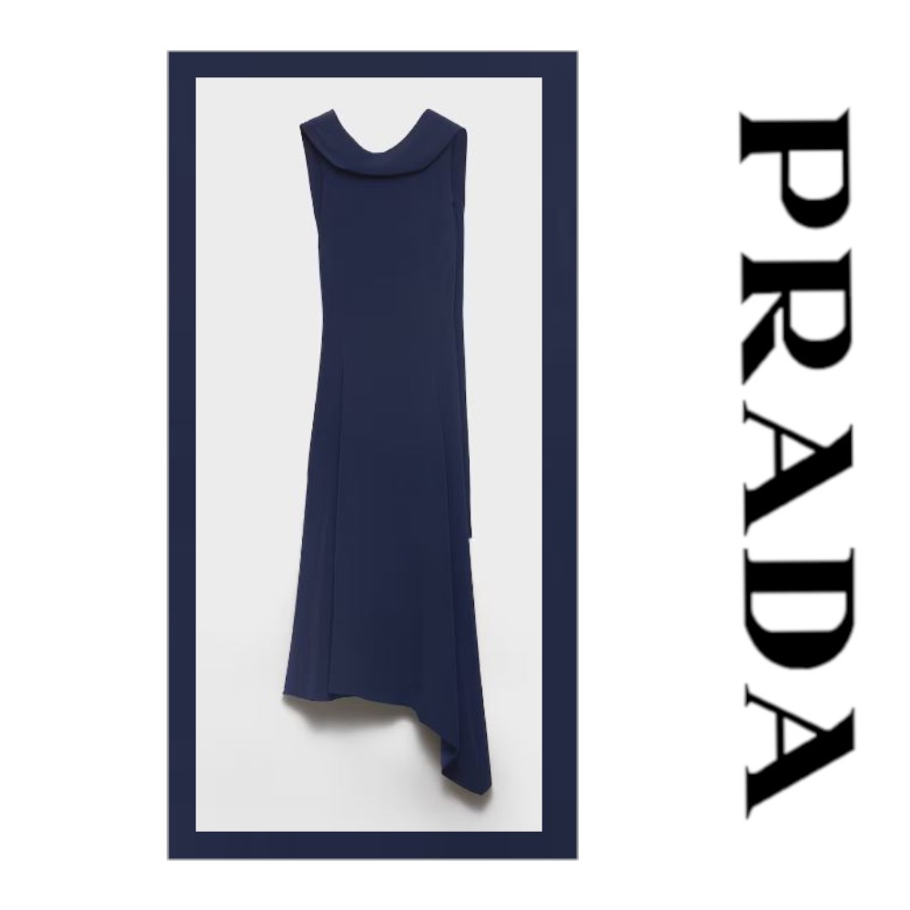 注目の新作♪【PRADA】アシンメトリー サテンクレープ ドレス