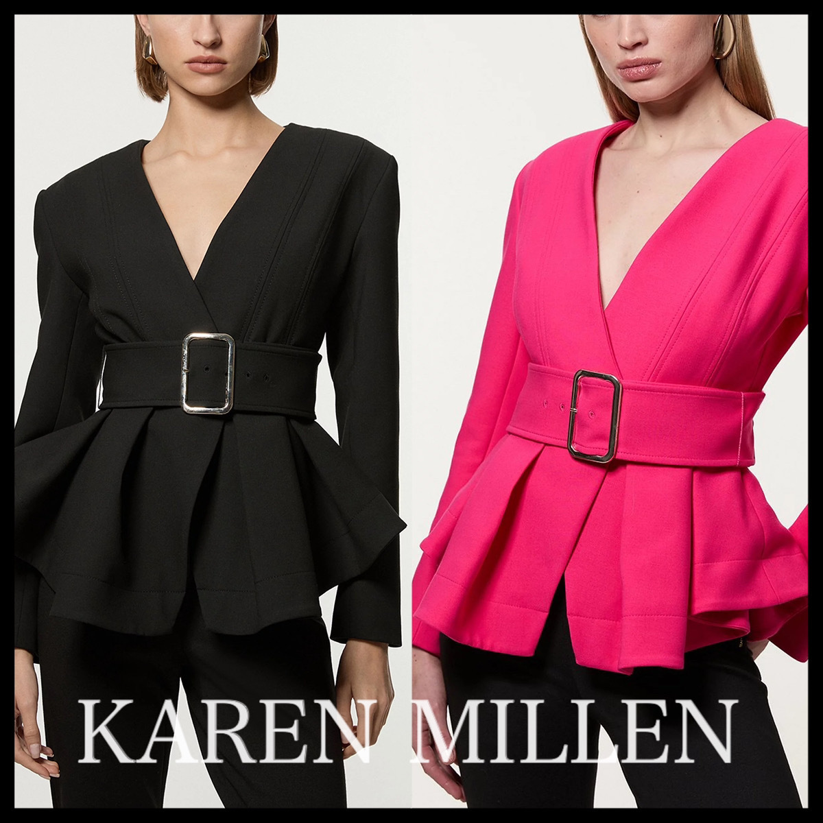 KAREN MILLEN* ベルト ペプラム テーラード ジャケット