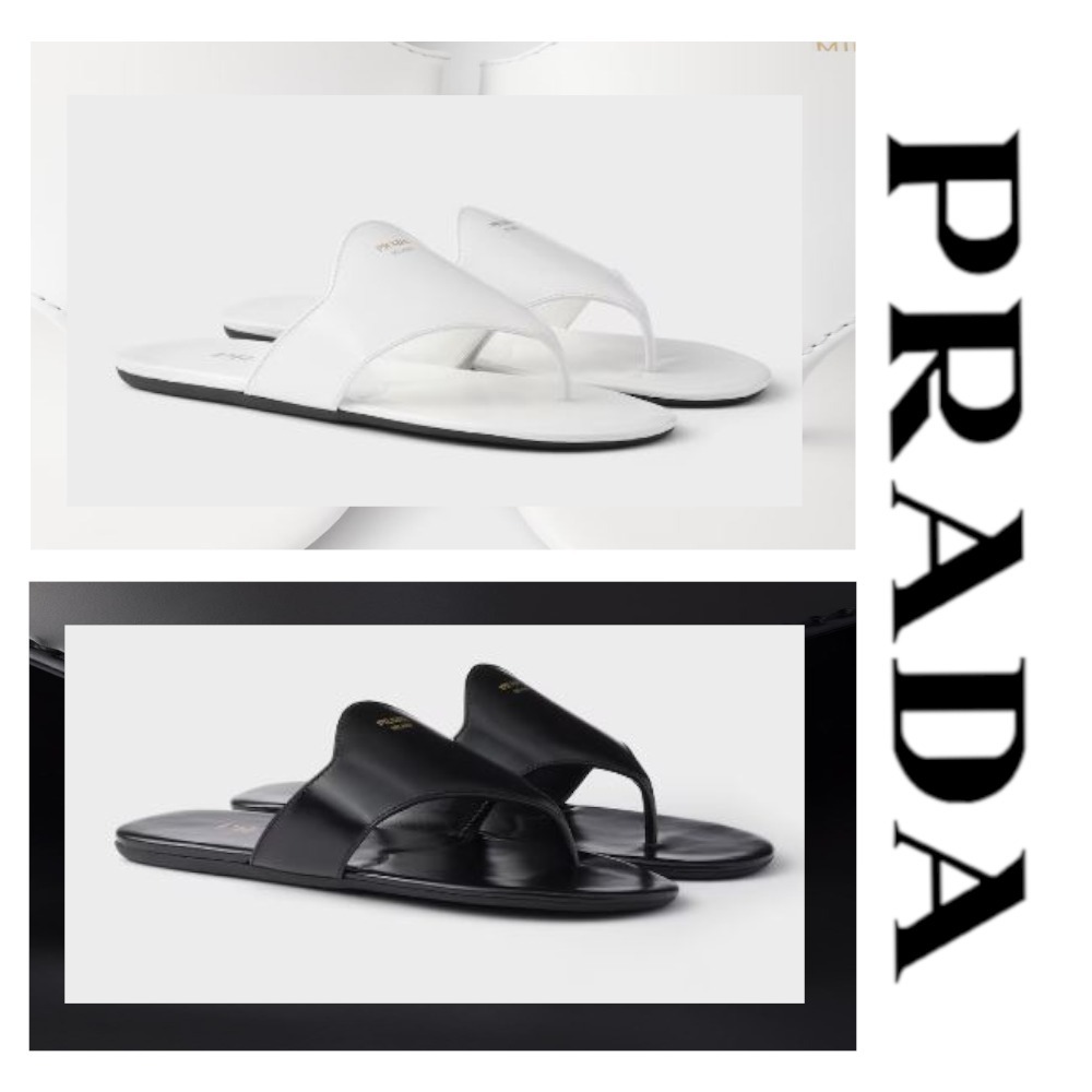 注目の新作♪【PRADA】ブラッシュレザートングサンダル