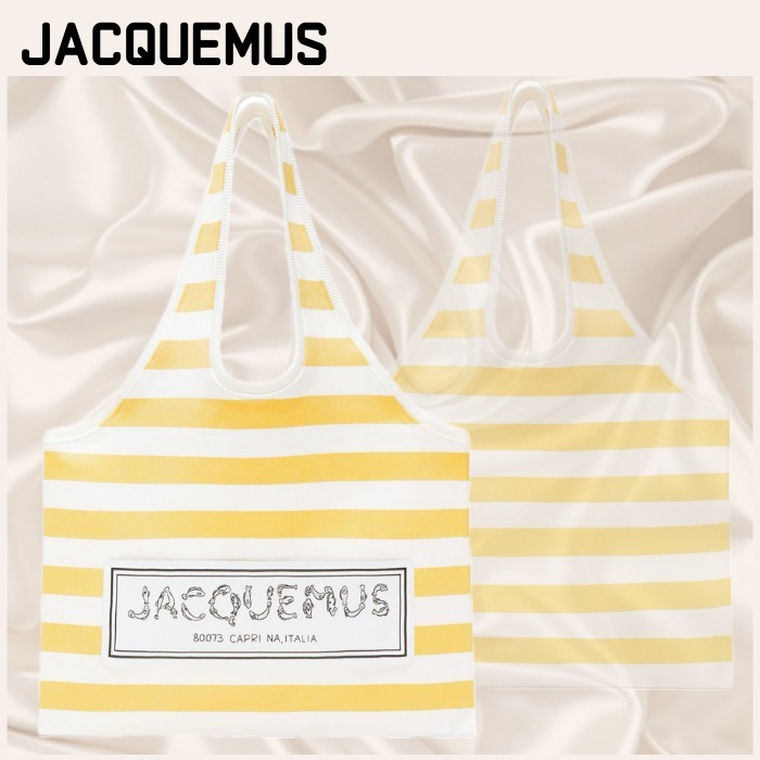 Jacquemus Corner Le Tote バッグ ロゴ イエローボーダー
