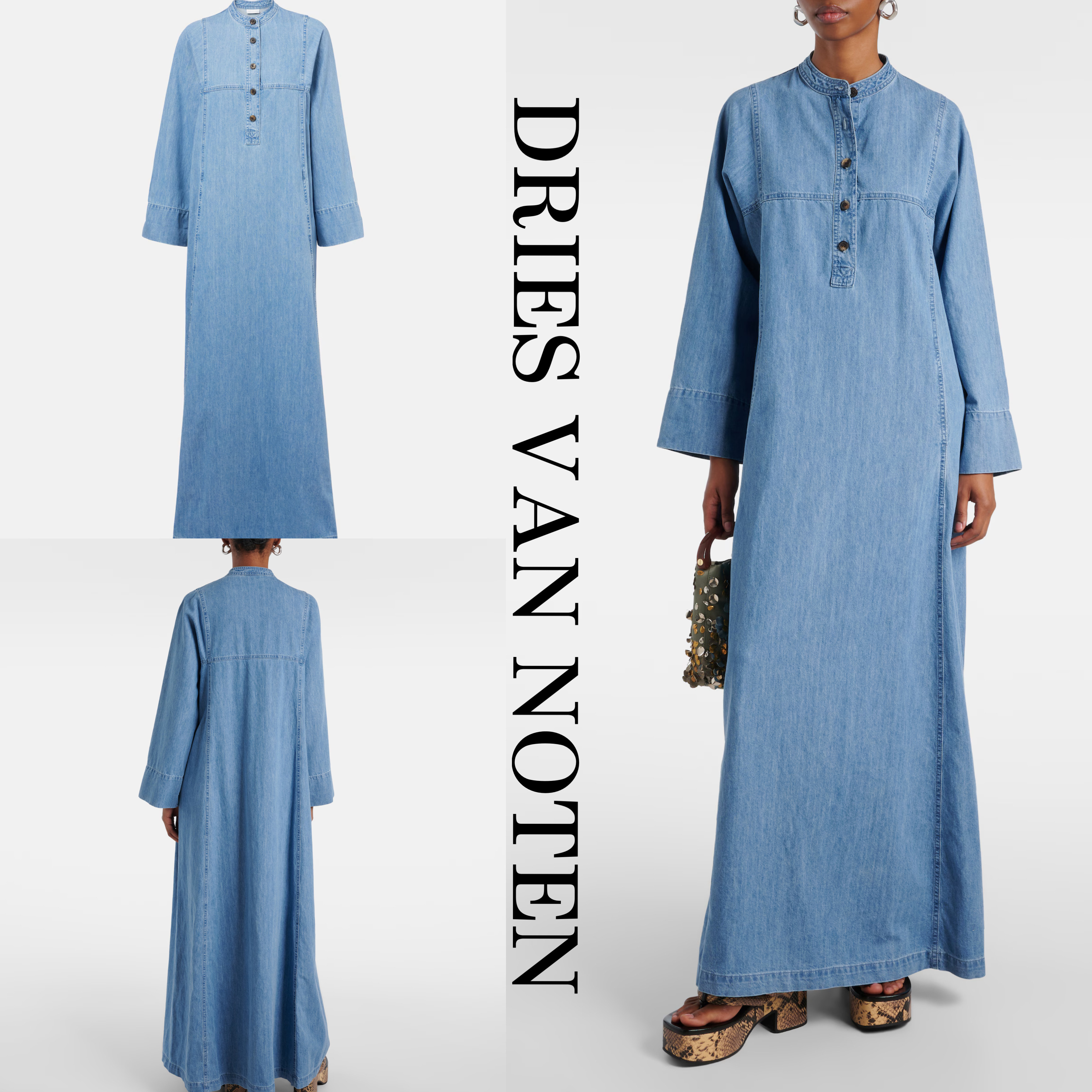 *DRIES VAN NOTEN*デニムマキシワンピース 長袖 ストレート