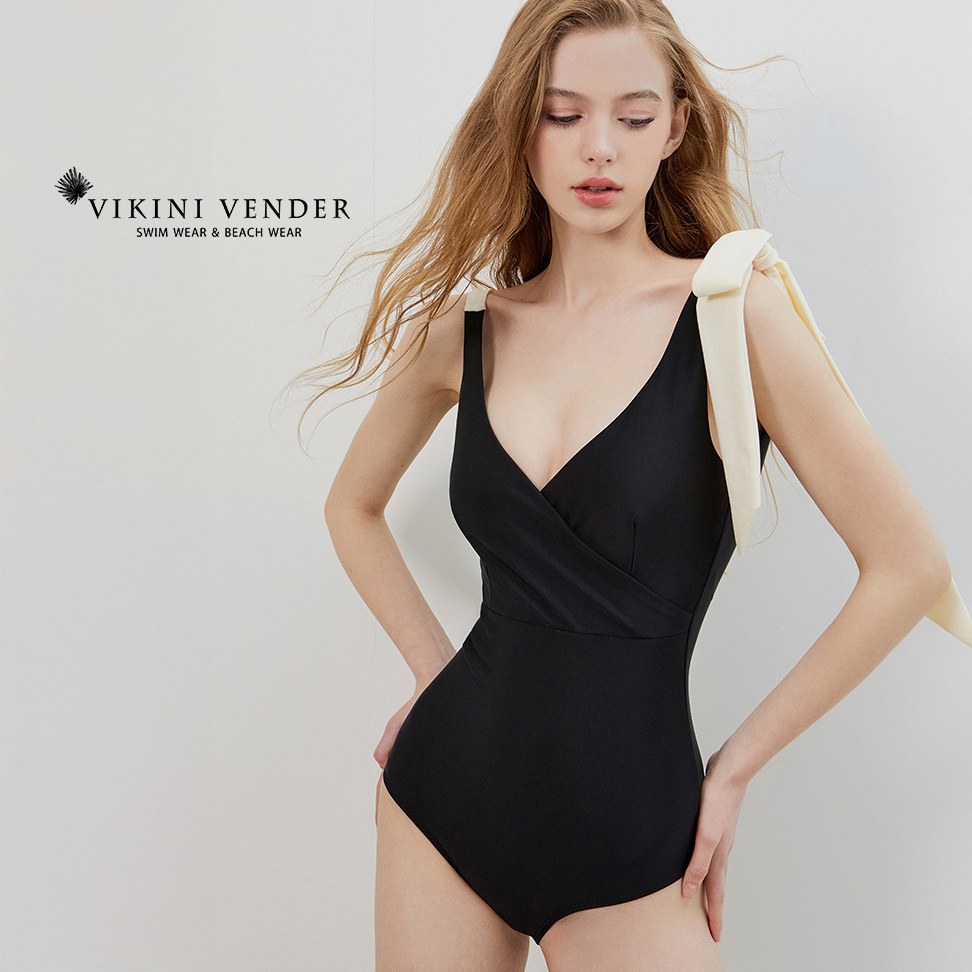 【Vikini Vender】ヴィエロリボンタイワンピース水着 BLACK