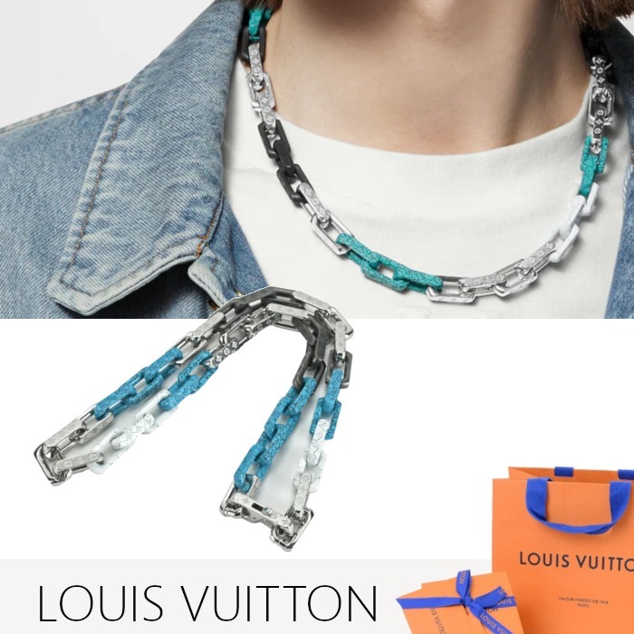 限定》LOUIS VUITTON／チェーンネックレス モノグラム ストーン