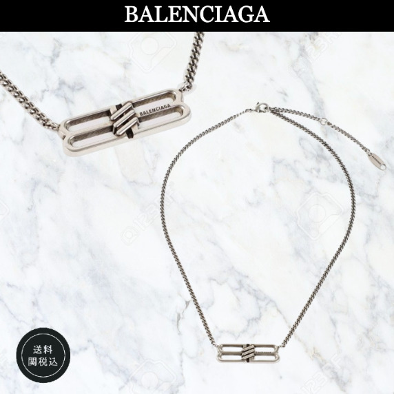 ユニセックス☆【BALENCIAGA】BB ロゴ チャーム ネックレス