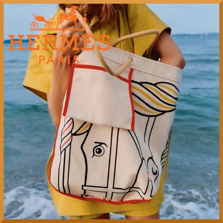 【大容量で使いやすい☆】HERMES Quadrige ビーチバッグ