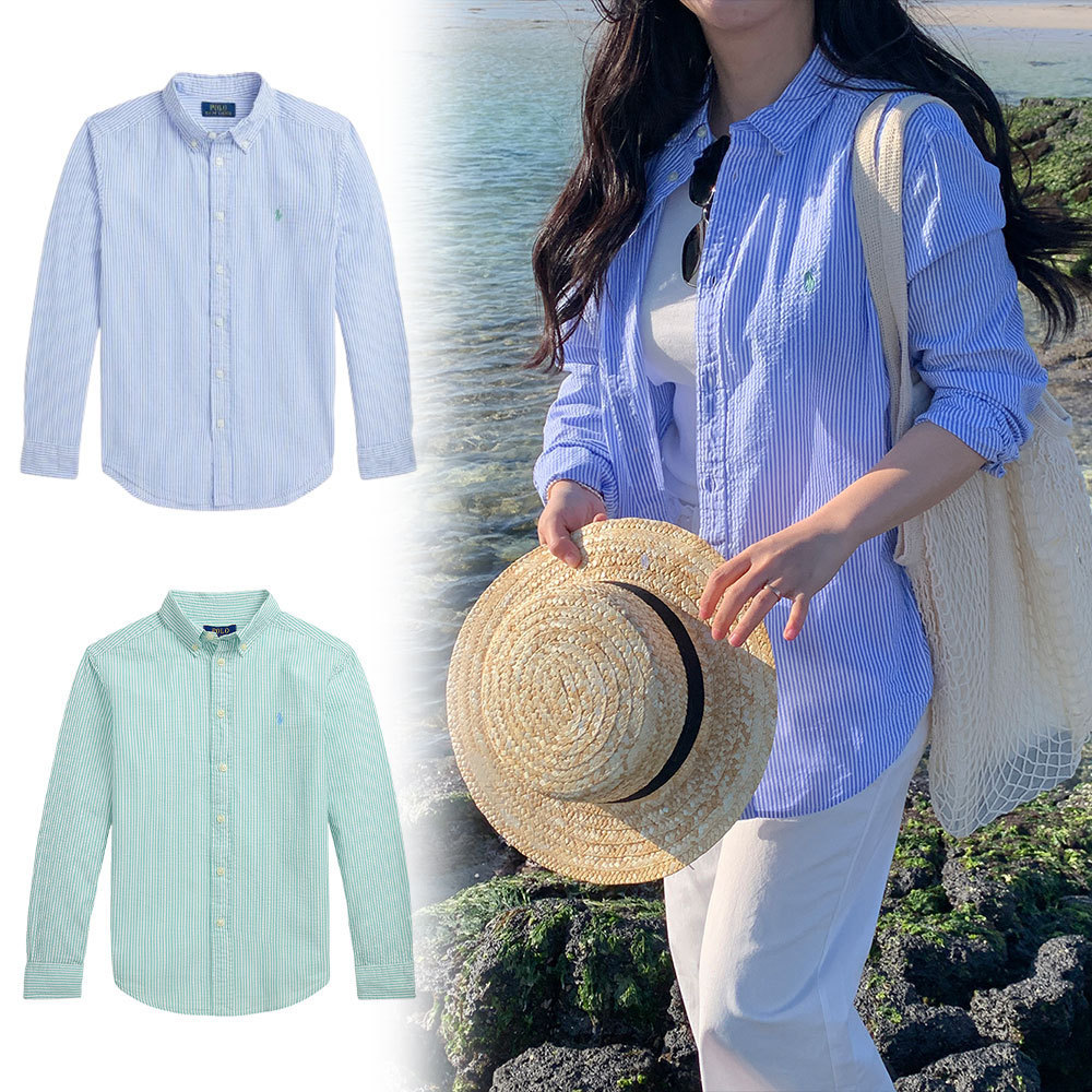 [即発][ラルフローレン]Stripe Cotton Sicker Shirt