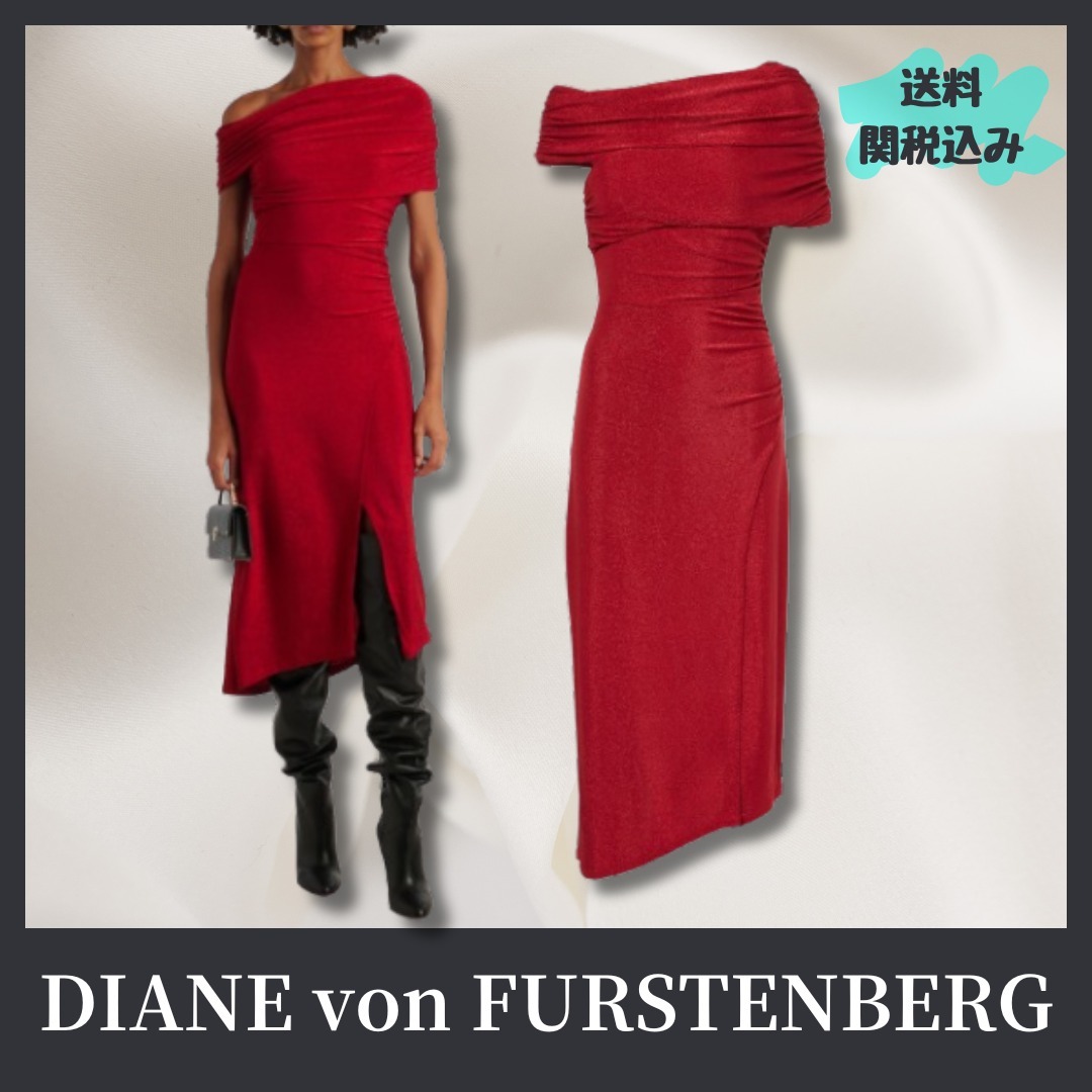 送料関税込【DIANE von FURSTENBERG】ラメ ミディドレス