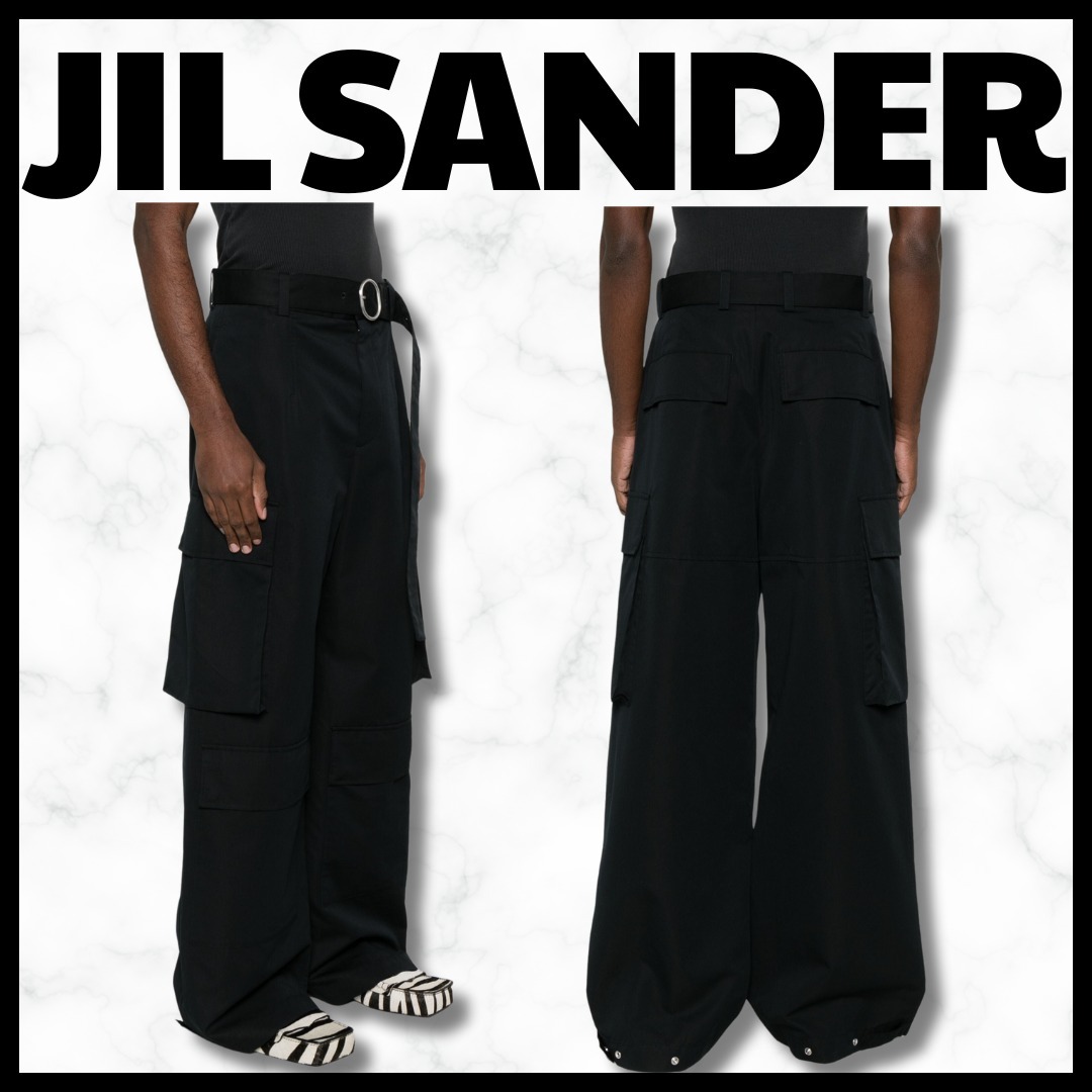 JIL SANDER■ワイドレッグカーゴパンツ ウエストベルト ポケット