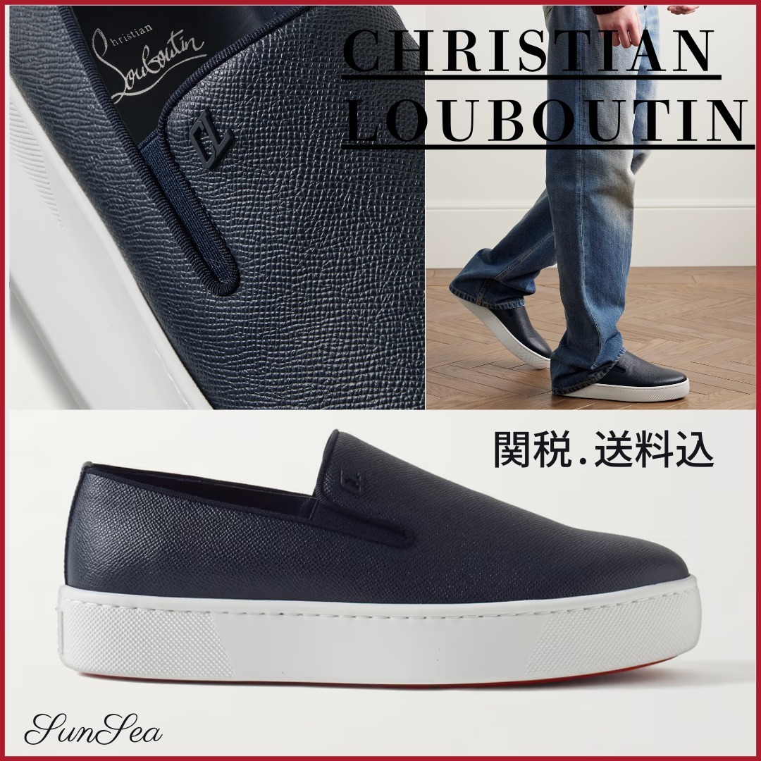 関税送料込【Christian Louboutin】レザー スリッポンスニーカー