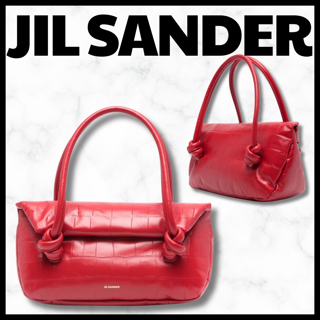 JIL SANDERクロコダイル調スモールショルダーバッグカーフレザー