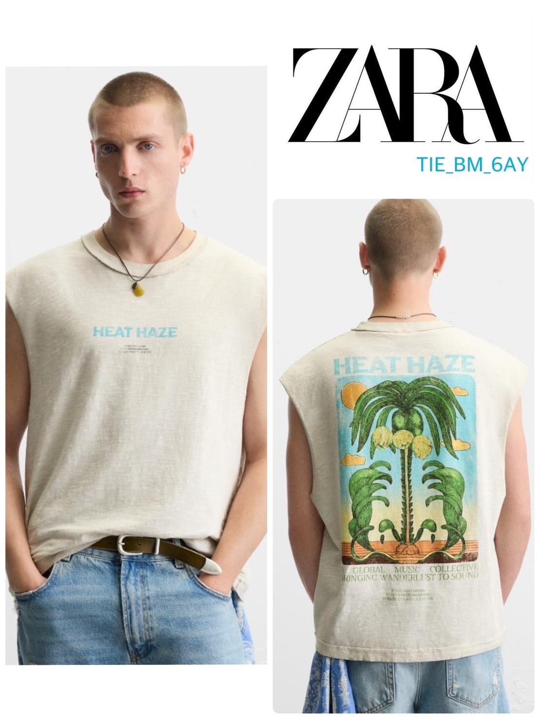 スペイン発送 ZARA ウォッシュプリントタンクトップ カジュアル