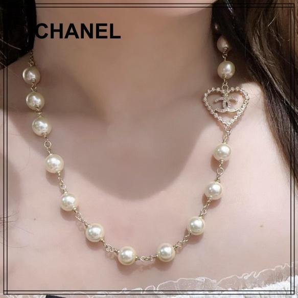大人可愛い【CHANEL】ハート×パール シャネルネックレス