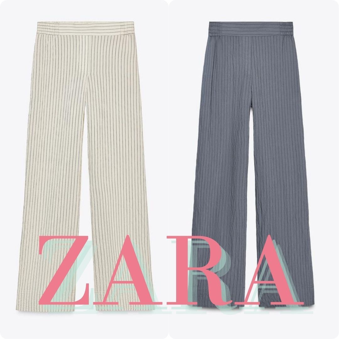 ZARA ストライプ柄パラッツォパンツ 8277/550