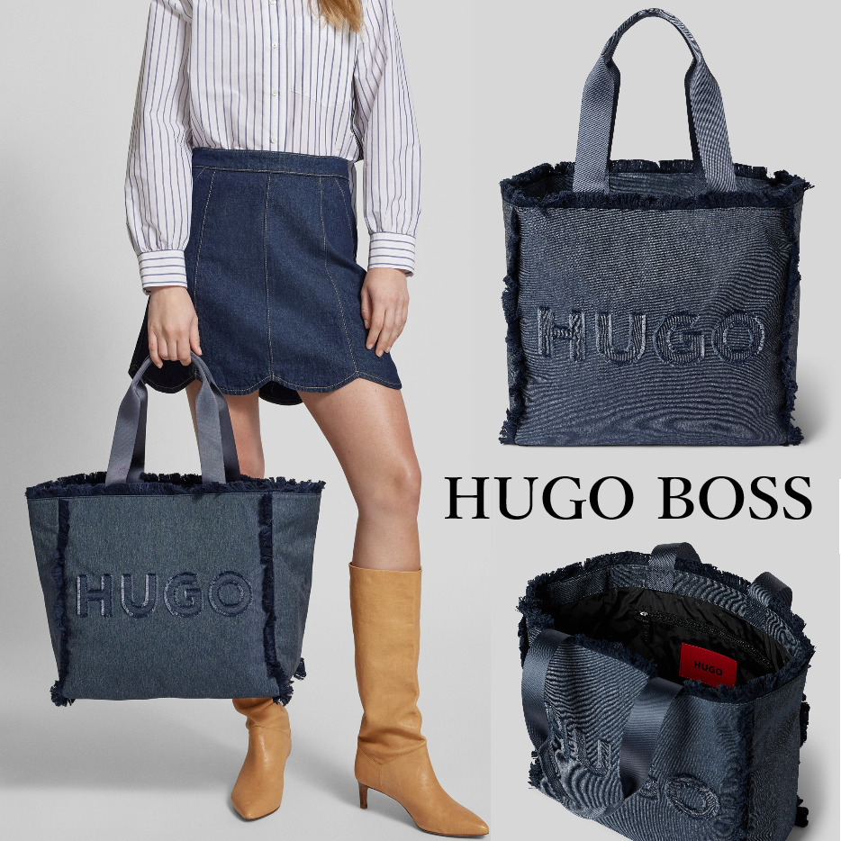 関税込 HUGO ヒューゴボス トートバッグ デニムブルー