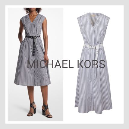 Michael Kors【関税送料込&SALE価格】コットンポプリンドレス MICHAEL MICHAEL KORS ストレッチオーガニックコットンポプリン