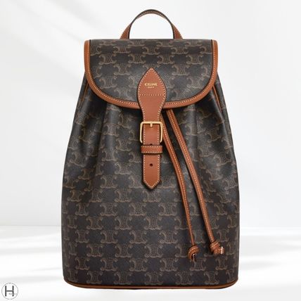 CELINE トリオンフ キャンバス バッグパック ホワイト ブラウン