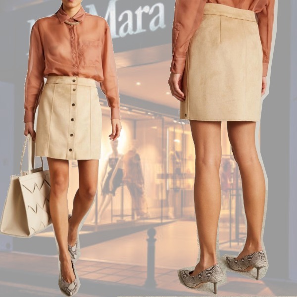 DT MaxMara ★ スエード調 ミニ スカート TADGET ベージュ