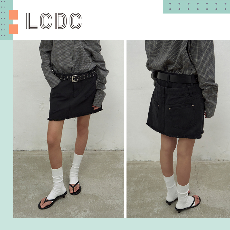 LCDC ♥ DOUBLE WAISTED DENIM MINI SKIRT /追跡付