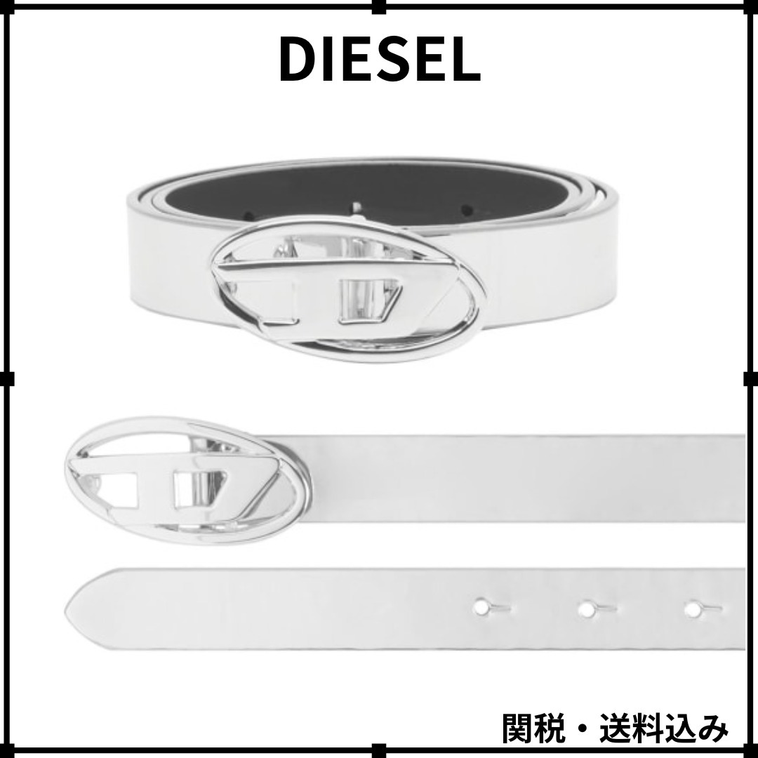 ★DIESEL★1DR Dロゴ メタリック レザー ベルト 関送込