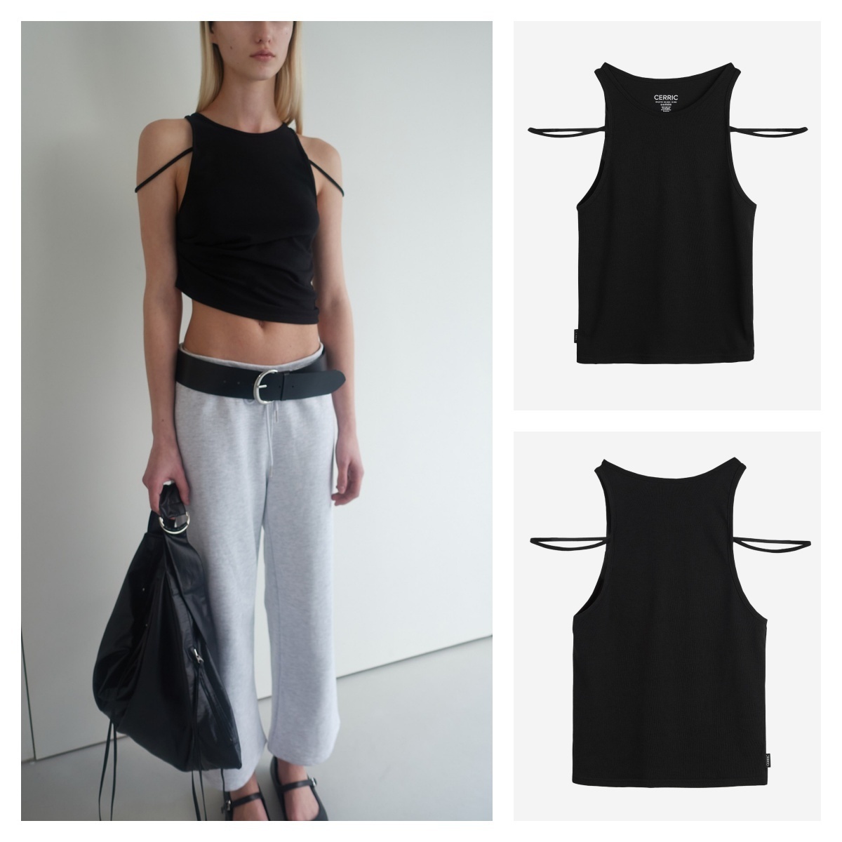 ★CERRIC★OFF STRING SLEEVELESS★1680★Black★韓国★大人気★