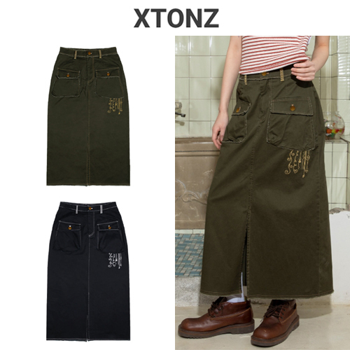 ★2025SS新作★XTONZ★CREEPER COTTON LONG SKIRT