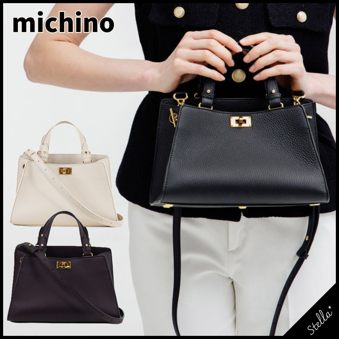 注目ブランド■michino PARIS■人気アイテム レザーハンドバッグ