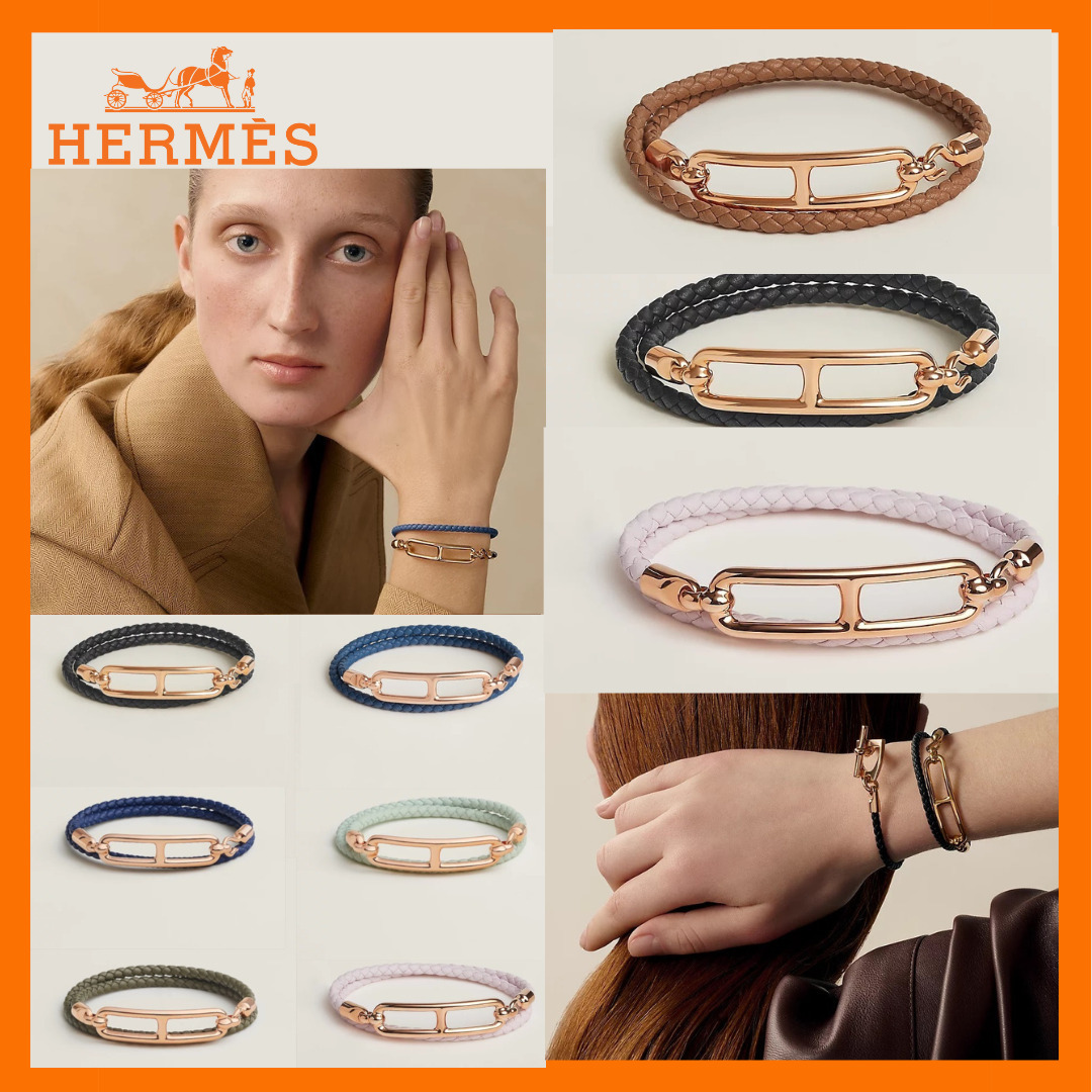 【大人気＊上品】HERMES レザーブレスレット ドゥブルトゥール