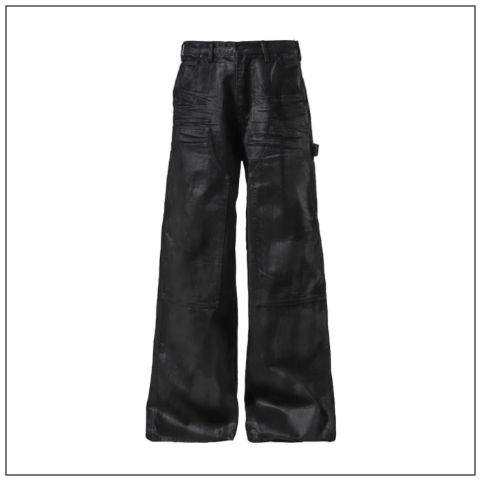 【EMOstanceclub】COATED CARPENTER WIDE BAGGY JEANS / BLK
