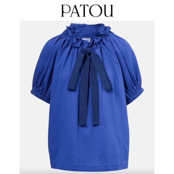 関税.送料込 PATOU リボンパフスリーブフリルカットソー