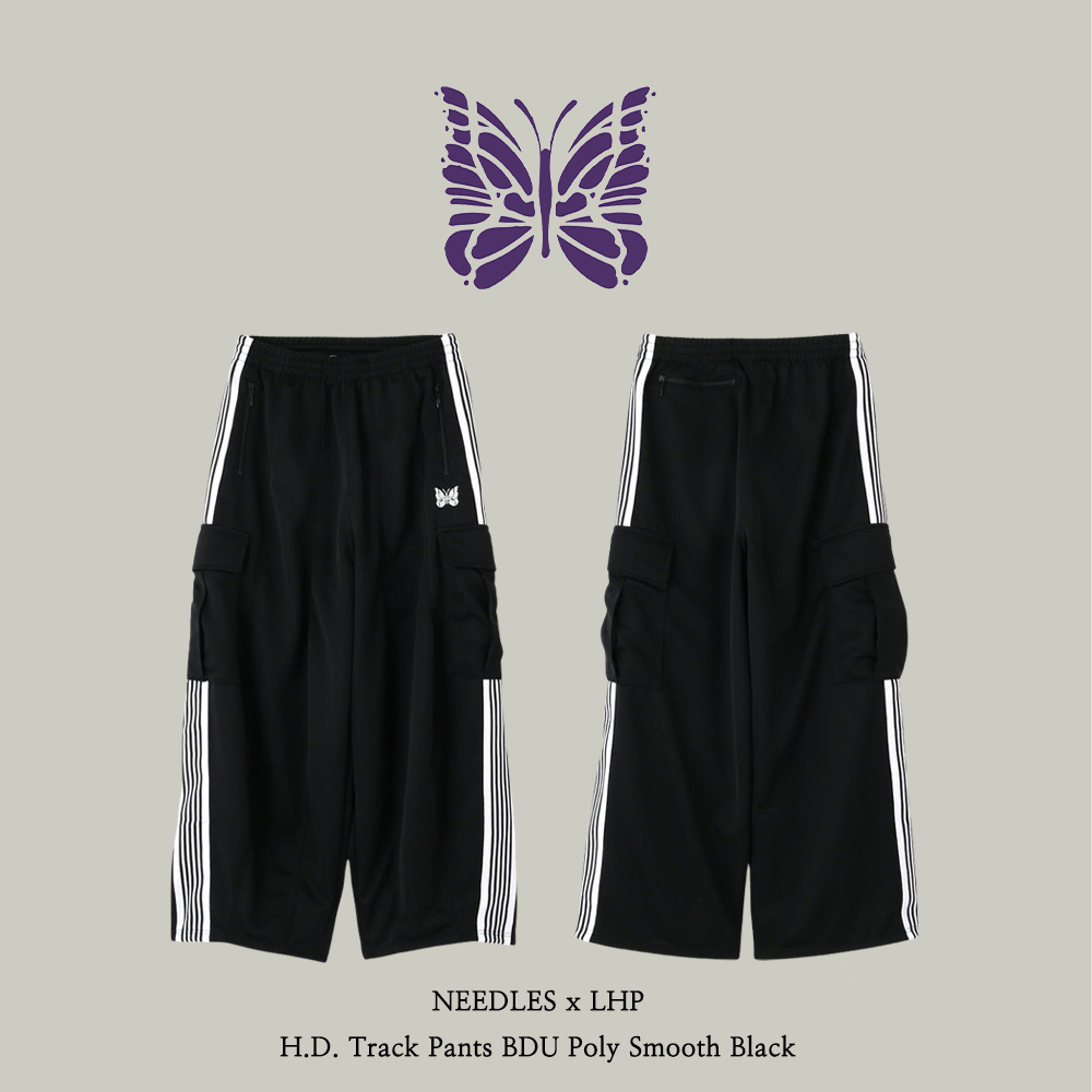 【NEEDLES x LHP】 H.D. Track Pants BDU Poly Smooth Black