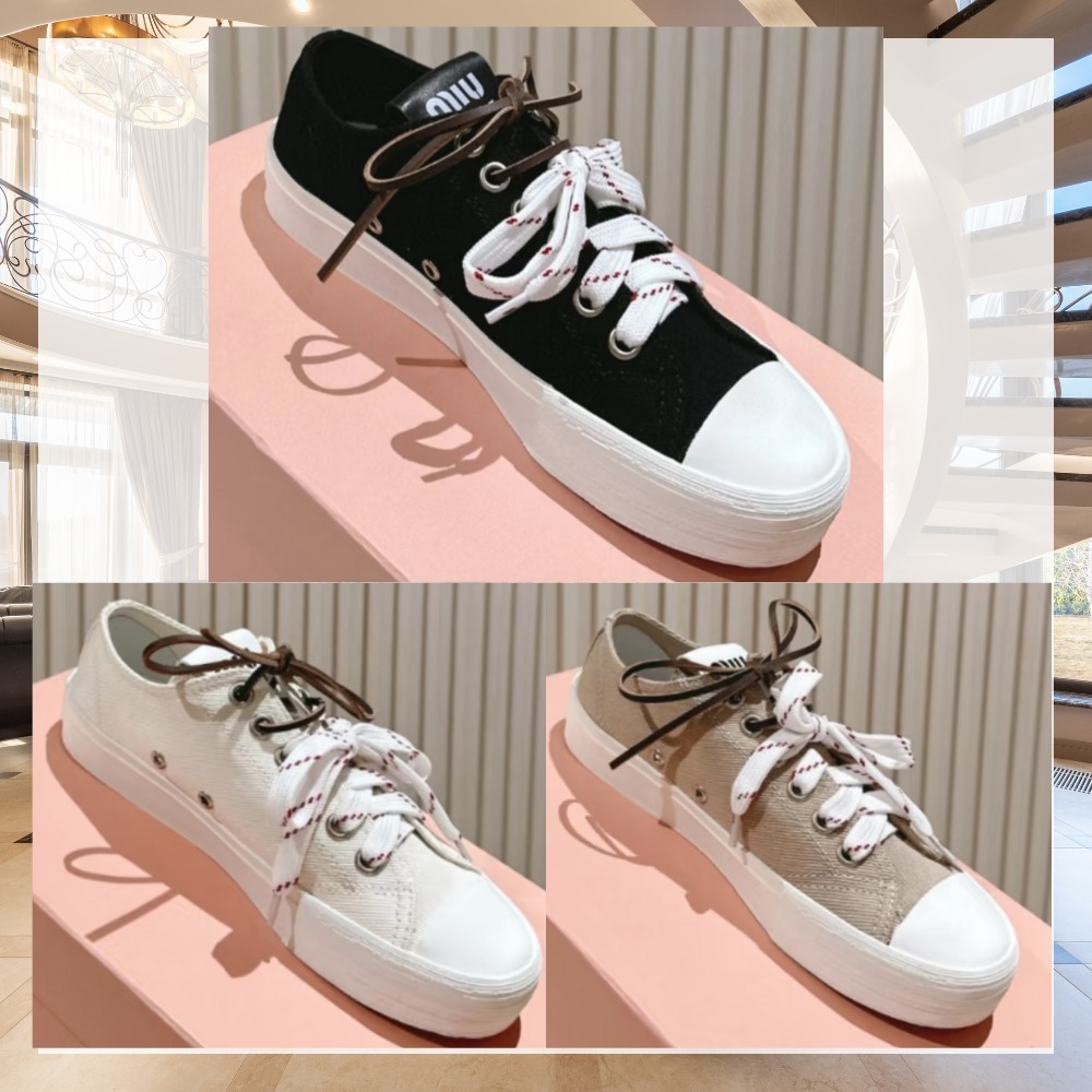 《ラグジュアリー漂う》【MiuMiu】ウォッシュドデニムスニーカー