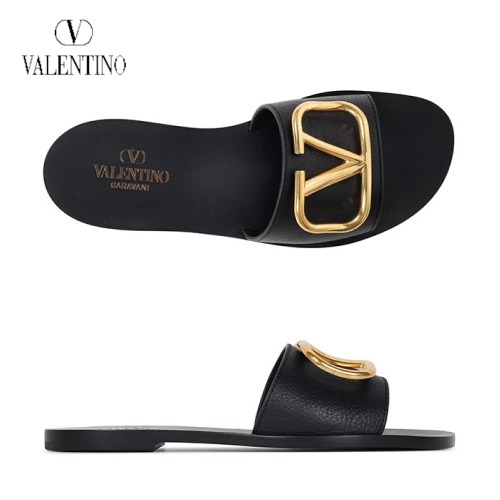 VALENTINO ヴァレンティノ ブラック V ロゴ スライド サンダル